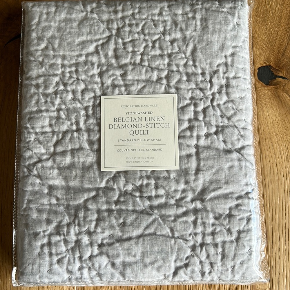 RH Belgian Linen Diamond Quilt pillow sham (standard)